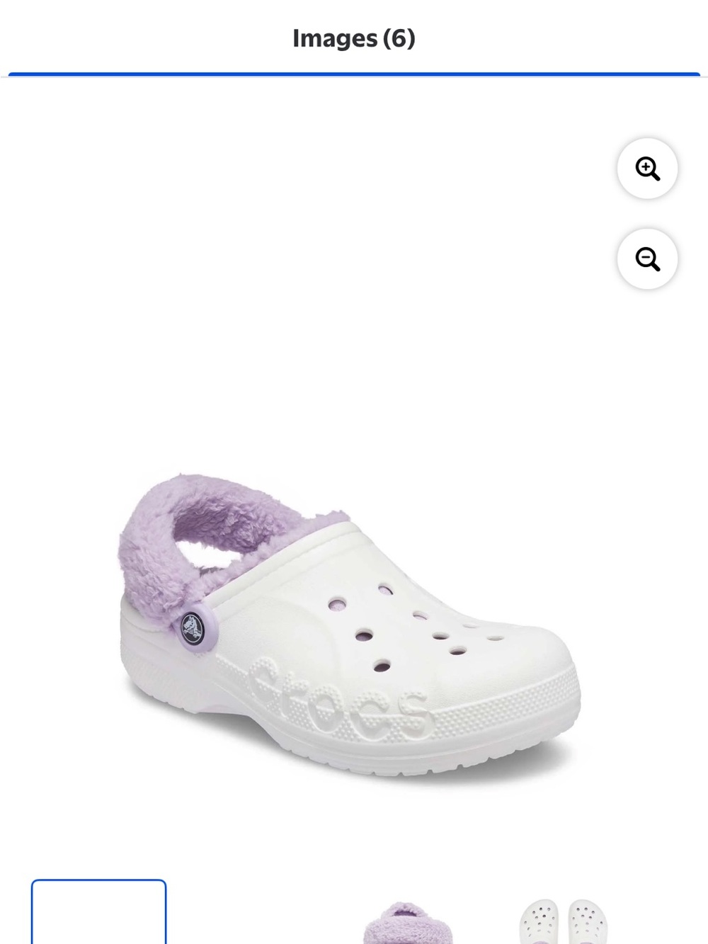 CROCS White Clog with Lilac Plush Lining